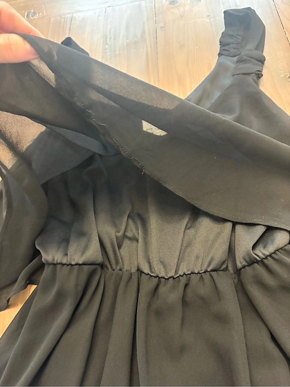 One Clothing Black Chiffon High-Low Ruffle Cocktail Dress - Size Large - Picture 9 of 9